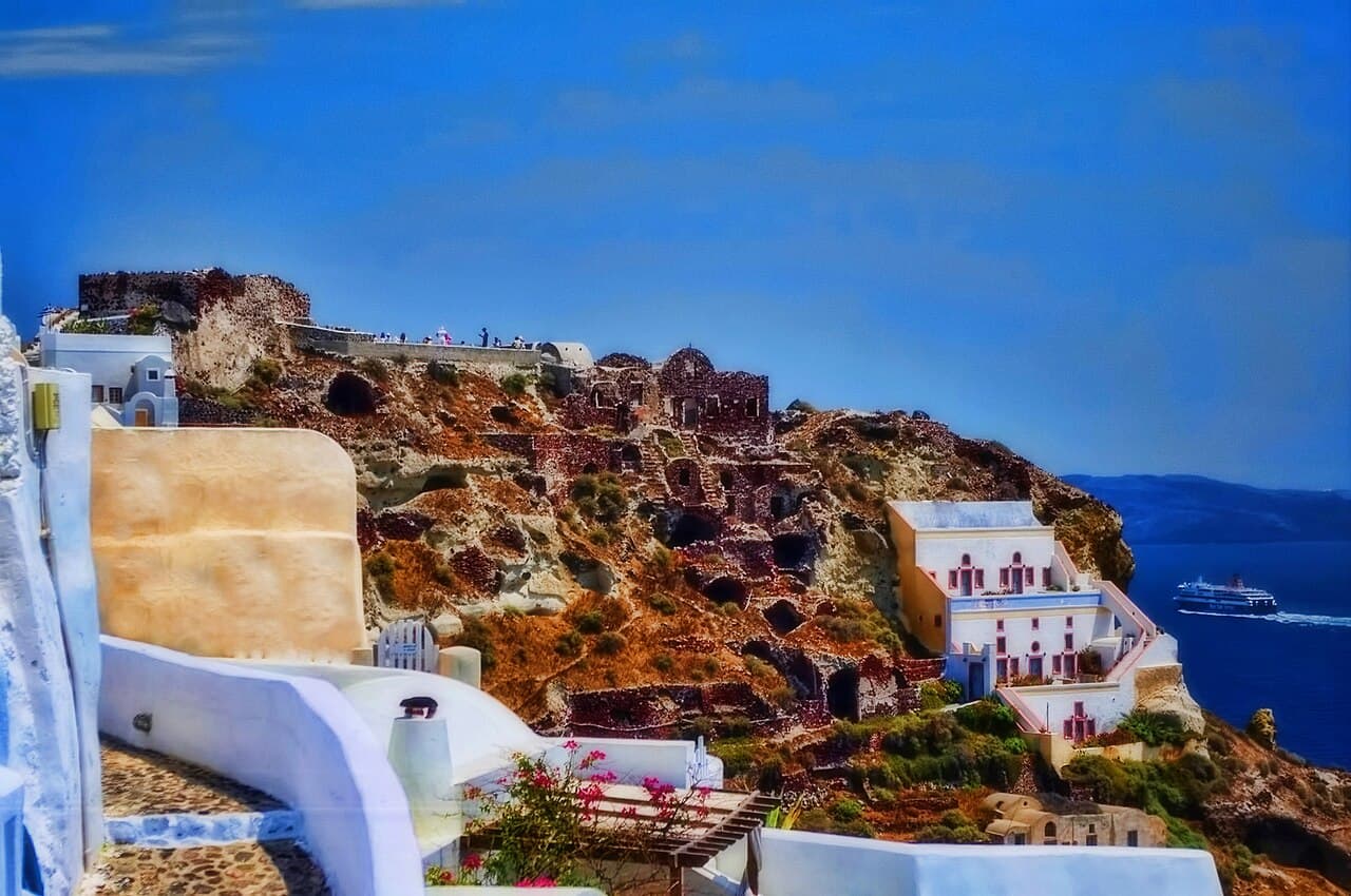 Oia Kalesi Gün Batımı Noktası